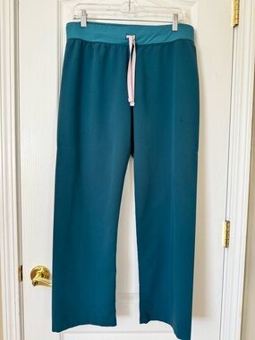 FIGS High Waisted Livingston Basic Scrub Pants Size Medium Petite Caribbean Blue